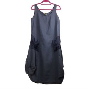Linnea Gray Linen Sundress Size: Medium